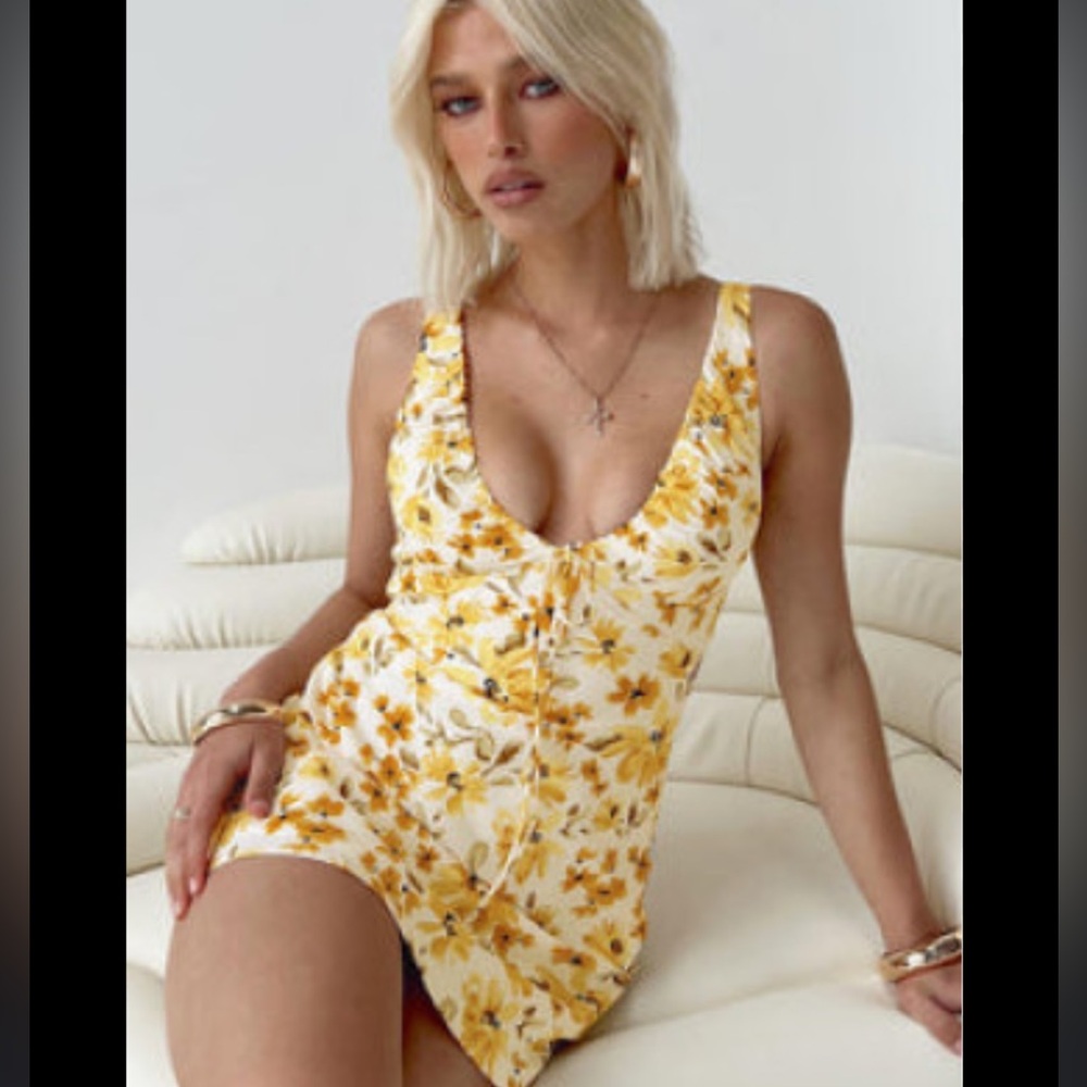 Princess Polly Bareena Mini Dress - Yellow Floral